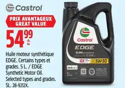 Canadian Tire Castrol EDGE Synthetic Motor Oil offer