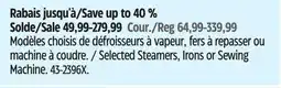 Canadian Tire Selected Steamers, Irons or Sewing Machine offer