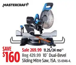 Canadian Tire Mastercraft 10" Dual-Bevel Sliding Mitre Saw offer
