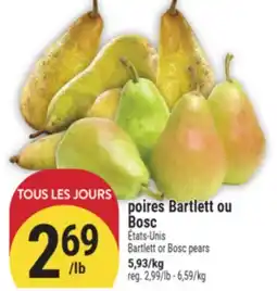 Marché Adonis POIRES BARTLETT OU BOSC | BARTLETT OR BOSC PEARS offer