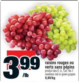 Super C raisins rouges ou verts sans pépins | seedless red or green grapes offer