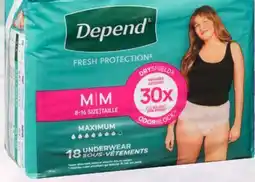 Familiprix Depend Fit-Flex women's incontinence underwear Medium 18un offer