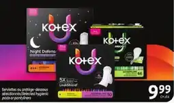 Uniprix Kotex selected hygienic pads or pantiliners offer