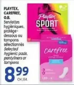 Uniprix Playtex Carefree O.B. selected hygienic pads pantyliners or tampons offer