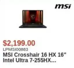 Canada Computers msi msi crosshair 16 hx 16" intel ultra 7-255hx... offer
