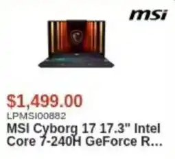 Canada Computers msi msi cyborg 17 17.3" intel core 7-240h geforce r... offer