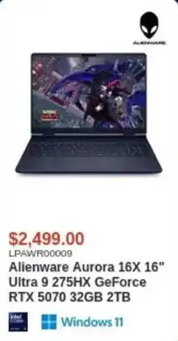 Canada Computers Alienware Aurora 16X 16" Ultra 9 275HX GeForce RTX 5070 32GB 2TB offer