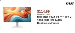Canada Computers msi pro e14a 24.5" 1920 x 1080 fhd ips 144hz business monitor offer