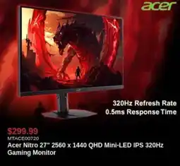 Canada Computers Acer Nitro 27" 2560 x 1440 QHD Mini-LED IPS 320Hz Gaming Monitor offer