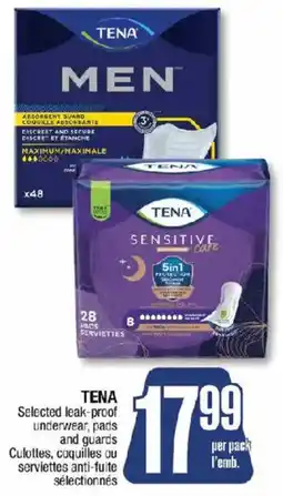 Jean Coutu Tena selected leak-proof underwear, pads and guards offer