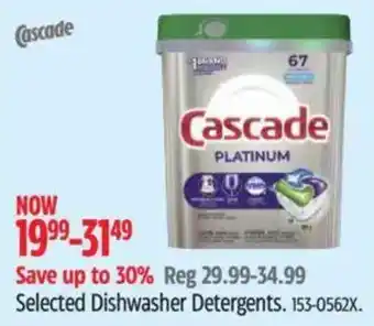Cascade selected dishwasher detergents