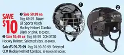 Canadian Tire Bauer lil sports youth hockey helmet combo offer
