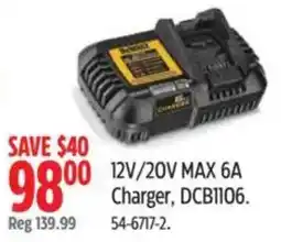 Canadian Tire DeWalt 12V/20V MAX 6A Charger offer