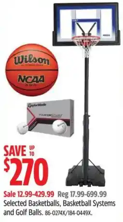 Canadian Tire Selected Basketballs, Basketball Systems and Golf Balls offer