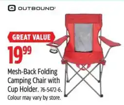 Canadian Tire Outbound mesh-back folding camping chair with cup holder offer