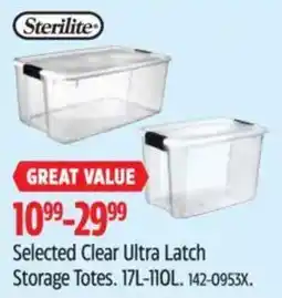 Canadian Tire Sterilite clear ultra latch storage totes offer