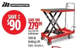 Canadian Tire Motomaster 500-lb Rolling Lift Cart offer