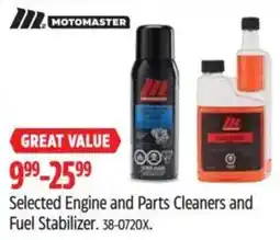 Canadian Tire Motomaster selected engine and parts cleaners and fuel stabilizer offer