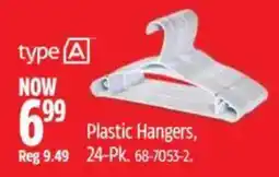 Canadian Tire type A plastic hangers offer