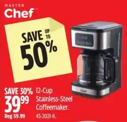Canadian Tire Masterchef 12-Cup Stainless-Steel Coffeemaker offer