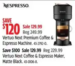 Canadian Tire Nespresso vertuo next premium coffee & espresso machine offer