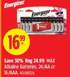 Canadian Tire Energizer Alkaline Batteries offer