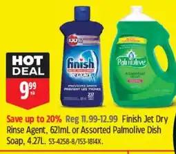 Canadian Tire Finish Jet Dry Rinse Agent or Assorted Palmolive Dish Soap offer