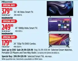 Canadian Tire Hisense 55" 4K Roku Smart TV offer