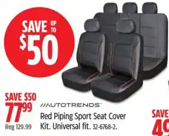 Canadian Tire Autotrends red piping sport seat cover kit offer
