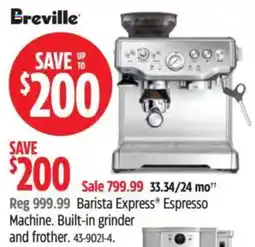 Canadian Tire Breville Barista Express Espresso Machine offer