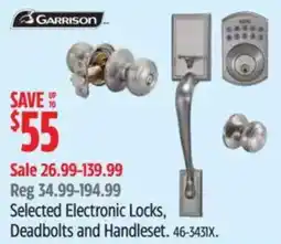 Canadian Tire Garrison selected electronic locks deadbolts and handleset offer