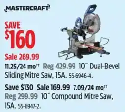 Canadian Tire Mastercraft 10" Dual-Bevel Sliding Mitre Saw, 15A offer