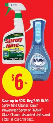 Canadian Tire Spray Nine Cleaner, Dawn Powerwash Spray or FRANK Glass Cleaner offer