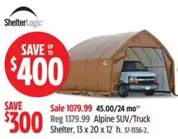 Canadian Tire ShelterLogic Alpine SUV/Truck Shelter offer