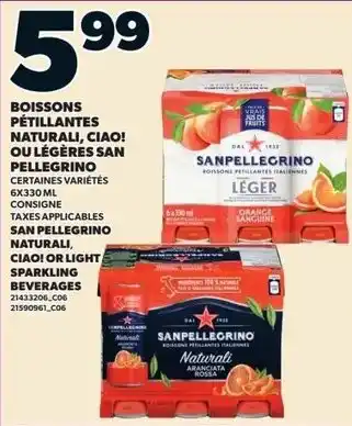Sanpellegrino sparkling beverages natural, ciao! or light