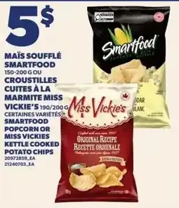 Provigo Smartfood popcorn or Miss Vickies kettle cooked potato chips offer