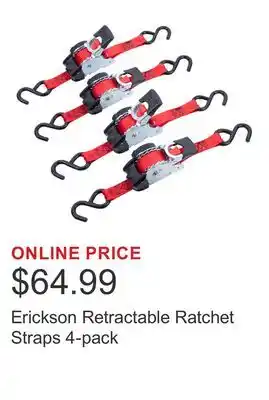 Costco Erickson Retractable Ratchet Straps 4-pack offer