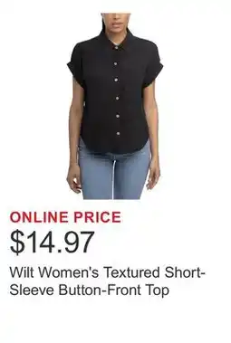 Costco Wilt Women's Textured Short-Sleeve Button-Front Top offer