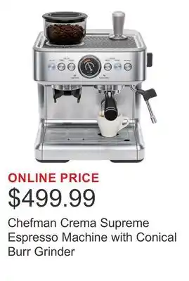 Costco Chefman Crema Supreme Espresso Machine with Conical Burr Grinder offer