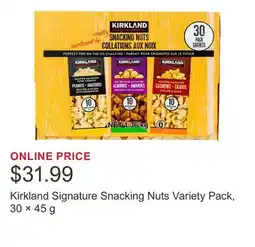 Costco Kirkland Signature Snacking Nuts Variety Pack, 30 × offer