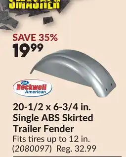 Princess Auto 20-1/2 x 6-3/4 in. Single ABS Skirted Trailer Fender offer