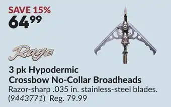 Princess Auto 3 pk Hypodermic Crossbow No-Collar Broadheads offer