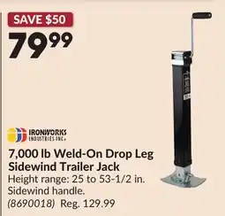 Princess Auto 7,000 lb Weld-On Drop Leg Sidewind Trailer Jack offer