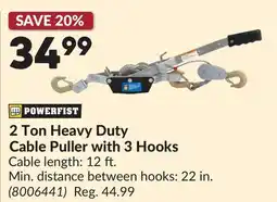 Princess Auto 2 Ton Heavy Duty Cable Puller with 3 Hooks offer
