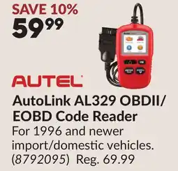Princess Auto AutoLink AL329 OBDII/EOBD Code Reader offer