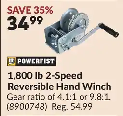 Princess Auto 1,800 lb 2-Speed Reversible Hand Winch offer