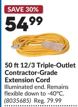 Princess Auto 50 ft12/3 Triple-Outlet Contractor-Grade Extension Cord offer