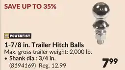 Princess Auto 1-7/8 in. Trailer Hitch Balls, Shank dia.: 3/4 in offer