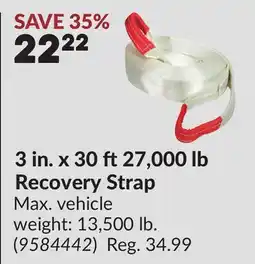 Princess Auto 3 in. x 30 ft 27,000 lb Recovery Strap offer