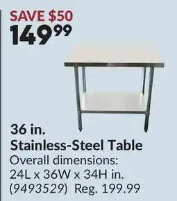 Princess Auto 36 in. Stainless-Steel Table offer